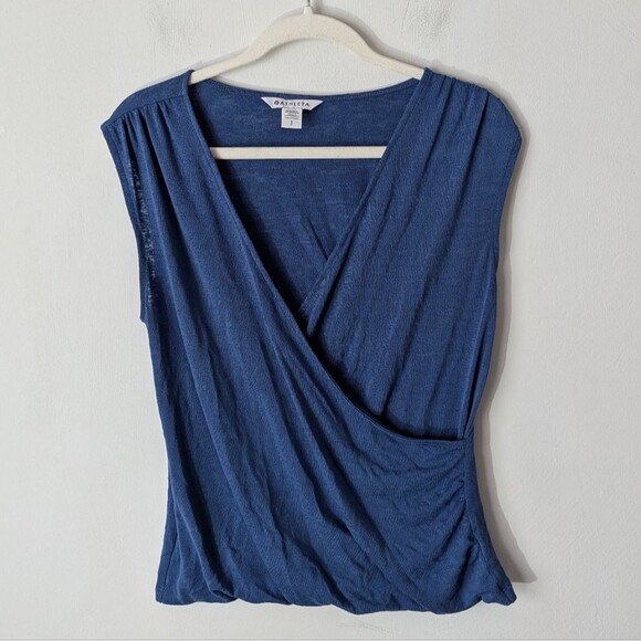 Athleta Breezy Wrap Camo Tank Top Shirt Chrome Blue Women's Size Small - Picture 2 of 5